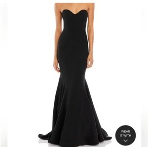 AQUA SCUBA BLACK SWEETHEART STRAPLESS CONTOURED STRETCH GOWN SZ 6